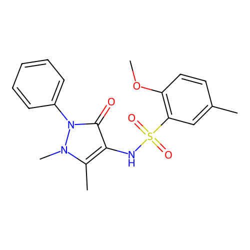 N-(1,5-dimethyl-3-oxo-2-phenylpyrazol-4-yl)-2-methoxy-5-methylbenzenesulfonamide structure