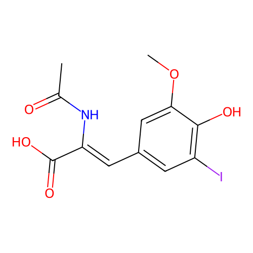2-Acetamido-3-(4-hydroxy-3-iodo-5-methoxyphenyl)prop-2-enoic acid structure