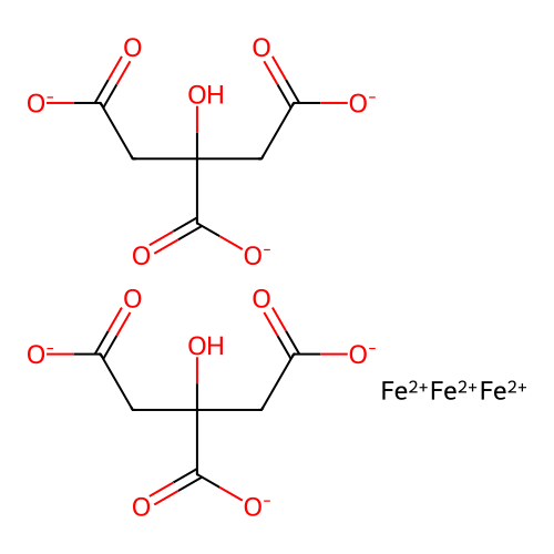 Iron(II) 2-hydroxypropane-1,2,3-tricarboxylate structure