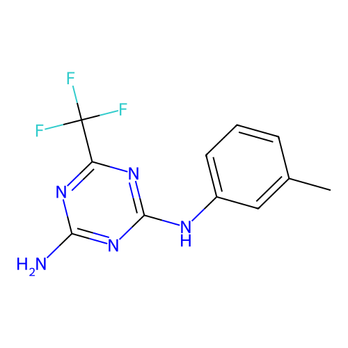 N-m-tolyl-6-trifluoromethyl-[1,3,5]triazine-2,4-diamine structure