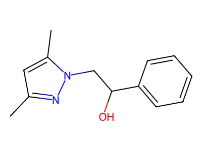 2-(3,5-dimethyl-1H-pyrazol-1-yl)-1-phenylethanol structure