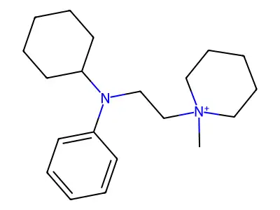 1-[2-(Cyclohexylphenylamino)ethyl]-1-methylpiperidinium structure