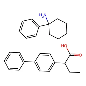 4-Biphenylacetic acid, alpha-ethyl-, compd. with 1-phenylcyclohexylamine (1:1) structure