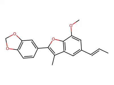 5-[7-methoxy-3-methyl-5-[(E)-prop-1-enyl]-1-benzofuran-2-yl]-1,3-benzodioxole structure