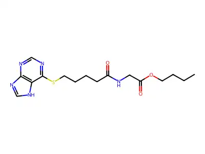 Butyl 2-[5-(7H-purin-6-ylsulfanyl)pentanoylamino]acetate structure
