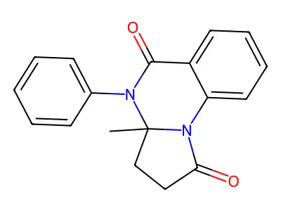 3a-Methyl-4-phenyl-2,3,3a,4-tetrahydropyrrolo[1,2-a]quinazoline-1,5-dione structure