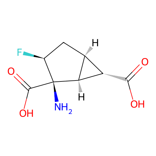 (1s,2s,3s,5r,6s)-2-Amino-3-fluorobicyclo[3.1.0]hexane-2,6-dicarboxylic acid structure