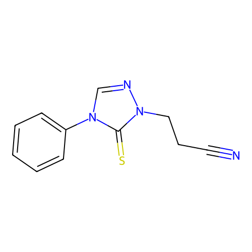 3-(4-phenyl-5-thioxo-4,5-dihydro-1H-1,2,4-triazol-1-yl)propanenitrile structure