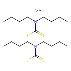 Iron(2+) bis(dibutylcarbamodithioate) structure