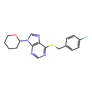 9H-Purine, 6-[(p-fluorobenzyl)thio]-9-(tetrahydropyran-2-yl)- structure