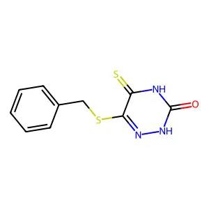 6-benzylsulfanyl-5-sulfanylidene-2H-1,2,4-triazin-3-one structure