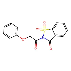 2-(phenoxyacetyl)-1,2-benzothiazol-3(2H)-one 1,1-dioxide structure