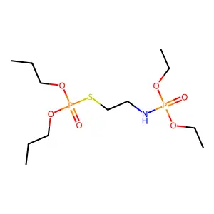Phosphorothioic acid, O,O-dipropyl S-(O',O'-diethylphosphoramido)ethyl ester structure