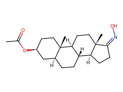 3b-Acetoxy-5a-androstan-17-one oxime structure