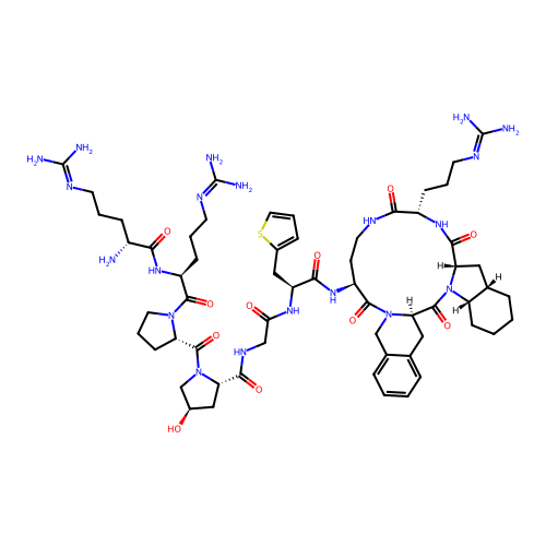 H-D-Arg-Arg-Pro-Hyp-Gly-2Thi-Dab(1)-D-Tic-Oic-Arg-(1) structure