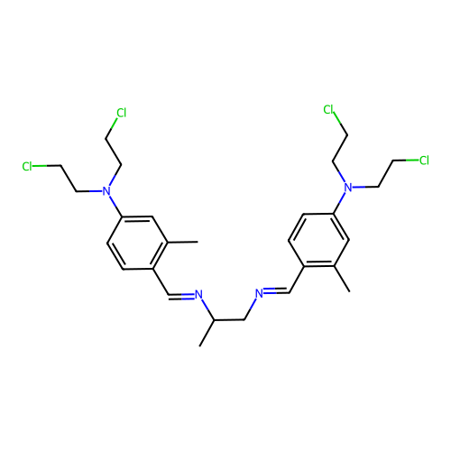 n,n'-bis[(e)-{4-[bis(2-chloroethyl)amino]-2-methylphenyl}methylidene]propane-1,2-diamine structure