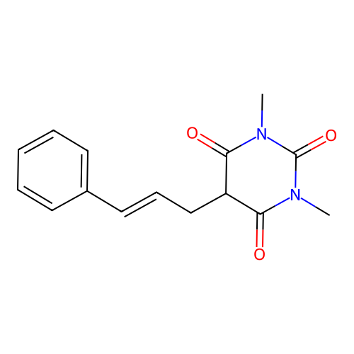 1,3-dimethyl-5-[(2E)-3-phenylprop-2-en-1-yl]pyrimidine-2,4,6(1H,3H,5H)-trione structure
