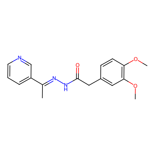 2-(3,4-dimethoxyphenyl)-N'-[(1E)-1-(pyridin-3-yl)ethylidene]acetohydrazide structure