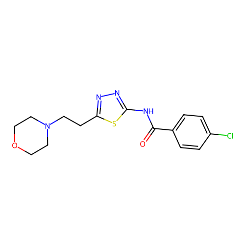 4-chloro-N-[5-(2-morpholin-4-ylethyl)-1,3,4-thiadiazol-2-yl]benzamide structure
