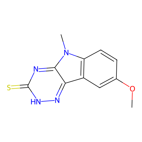 8-methoxy-5-methyl-2,5-dihydro-3H-[1,2,4]triazino[5,6-b]indole-3-thione structure