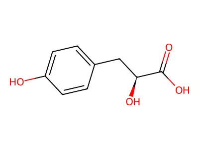 (2R)-2-hydroxy-3-(4-hydroxyphenyl)propanoic acid structure