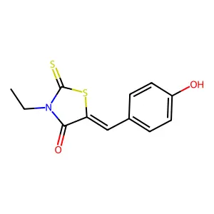 (5Z)-3-ethyl-5-(4-hydroxybenzylidene)-2-thioxo-1,3-thiazolidin-4-one structure