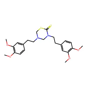 2H-1,3,5-Thiadiazine-2-thione, tetrahydro-3,5-bis(3,4-dimethoxyphenethyl)- structure