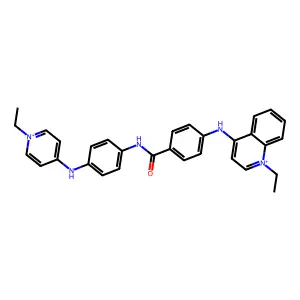 Quinolinium, 1-ethyl-4-((4-(((4-((1-ethylpyridinium-4-yl)amino)phenyl)amino)carbonyl)phenyl)amino)- structure
