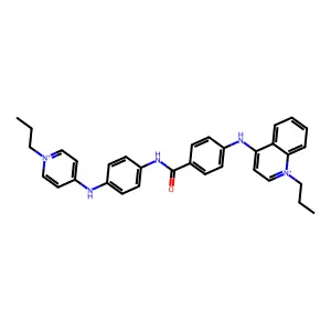 Quinolinium, 1-propyl-4-((4-(((4-((1-propylpyridinium-4-yl)amino)phenyl)amino)carbonyl)phenyl)amino)- structure