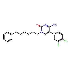 4-Amino-5-(3,4-dichlorophenyl)-1-(6-phenylhexyl)pyrimidin-2-one structure
