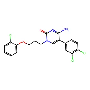 4-Amino-1-[3-(2-chlorophenoxy)propyl]-5-(3,4-dichlorophenyl)pyrimidin-2-one structure