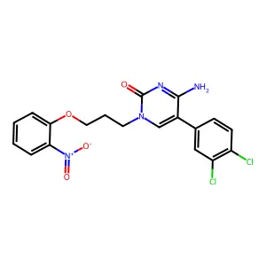 4-Amino-5-(3,4-dichlorophenyl)-1-[3-(2-nitrophenoxy)propyl]pyrimidin-2-one structure