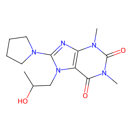 7-(2-Hydroxypropyl)-1,3-dimethyl-8-pyrrolidin-1-ylpurine-2,6-dione structure
