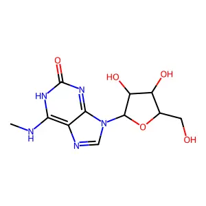 9-[3,4-dihydroxy-5-(hydroxymethyl)oxolan-2-yl]-6-(methylamino)-1H-purin-2-one structure
