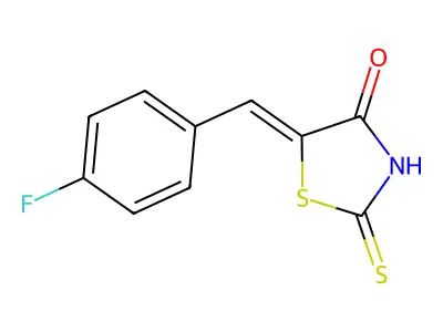 (5E)-5-(4-fluorobenzylidene)-2-mercapto-1,3-thiazol-4(5H)-one structure