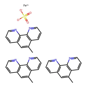 Iron(2+), tris(5-methyl-1,10-phenanthroline-kappaN1,kappaN10)-, sulfate (1:1) structure