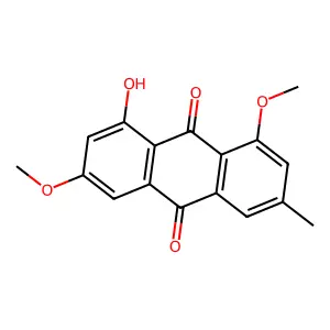 1-Hydroxy-3,8-dimethoxy-6-methylanthracene-9,10-dione structure