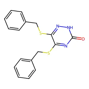 5,6-Bis(benzylsulfanyl)-1,2,4-triazin-3(2h)-one structure