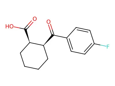 (1R,2S)-2-(4-Fluorobenzoyl)cyclohexane-1-carboxylic acid structure
