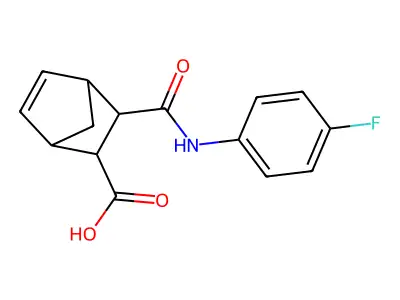 3-[(4-Fluorophenyl)carbamoyl]bicyclo[2.2.1]hept-5-ene-2-carboxylic acid structure