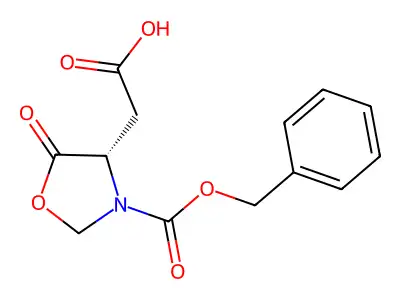 (4r)-3-Benzyloxycarbonyl-5-oxooxazolidine-4-acetic acid structure