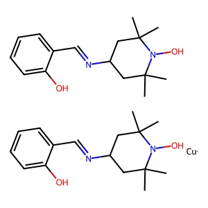 Copper;bis(2-[(1-hydroxy-2,2,6,6-tetramethylpiperidin-4-yl)iminomethyl]phenol) structure