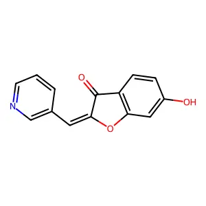 (2Z)-6-hydroxy-2-(pyridin-3-ylmethylidene)-1-benzofuran-3-one structure
