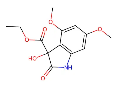 Ethyl 3-hydroxy-4,6-dimethoxy-2-oxo-2,3-dihydro-1H-indole-3-carboxylate structure