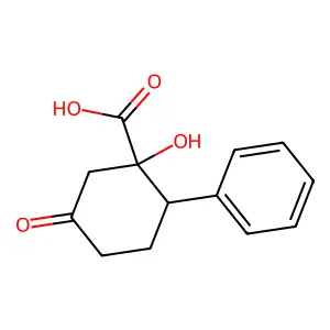 1-Hydroxy-5-oxo-2-phenyl-cyclohexanecarboxylic acid structure