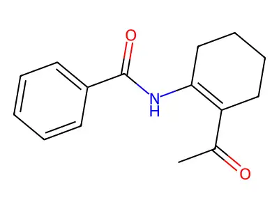 N-(2-acetylcyclohex-1-en-1-yl)benzamide structure