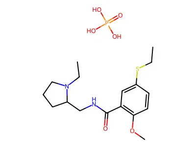 N-((1-Ethylpyrrolidin-2-yl)methyl)-5-(ethylthio)-2-methoxybenzamide phosphate structure