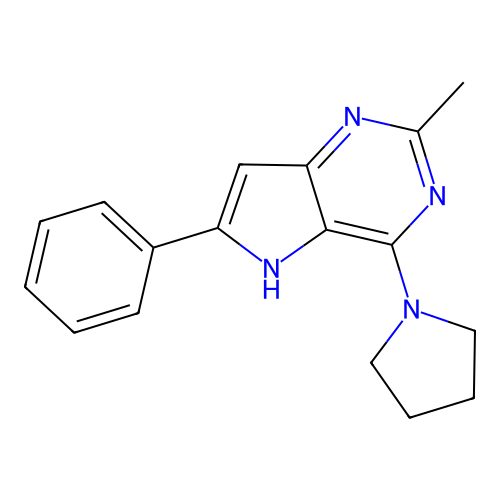 2-Methyl-6-phenyl-4-pyrrolidinylpyrrolo[3,2-d]pyrimidine structure