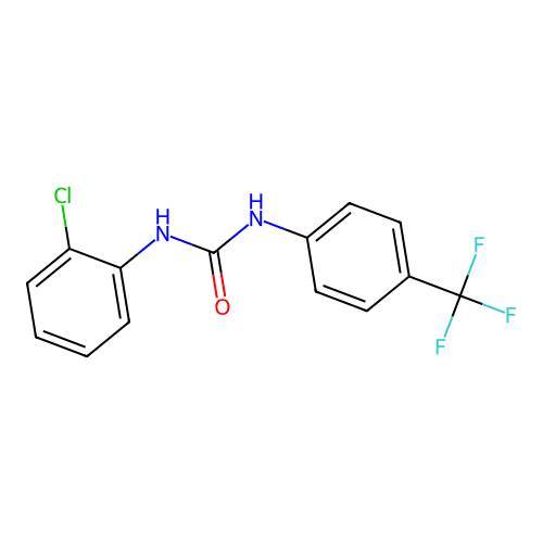 [(2-chlorophenyl)amino]-N-[4-(trifluoromethyl)phenyl]carboxamide structure
