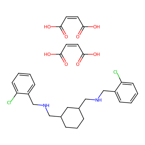 1,3-Cyclohexanebis(methylamine), N,N'-bis(2-chlorobenzyl)-, dimaleate structure